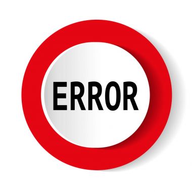 Hata vektör simgesi. Beyaz arka plan üstünde yuvarlak vektör kırmızı kutsal kişilerin resmi.