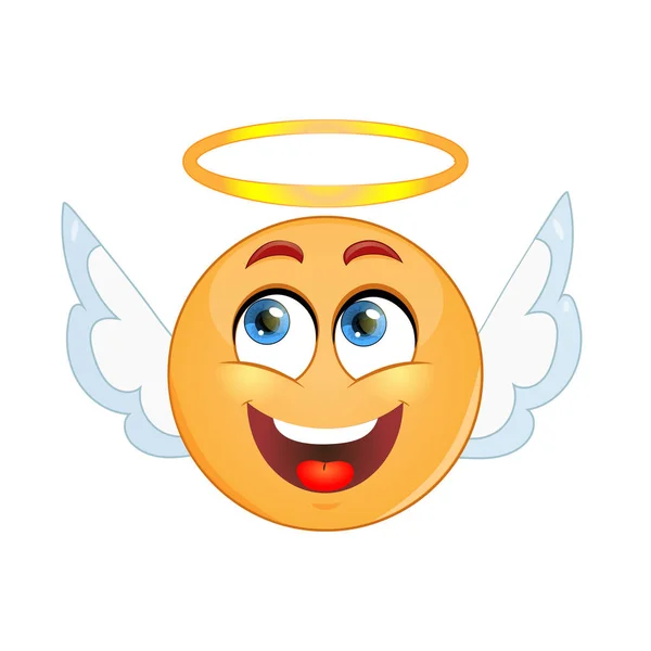 Emoticon Anjo Fundo Branco Ilustração Vetorial —  Vetores de Stock