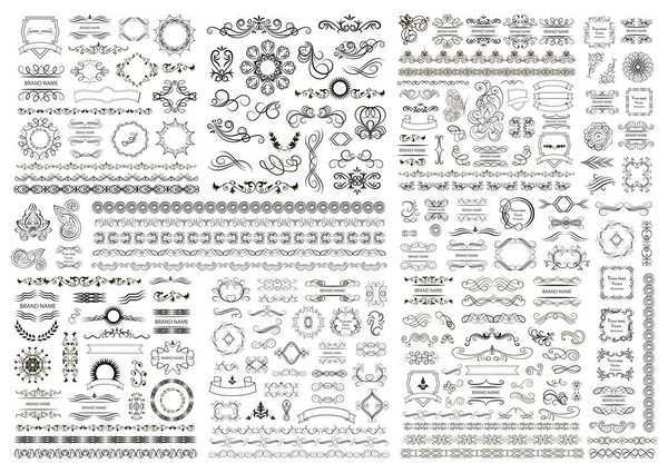 Gran Conjunto Elementos Gráficos Vectoriales Para Diseño — Archivo Imágenes Vectoriales