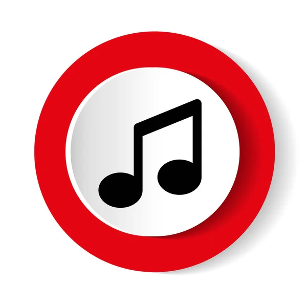 Music Vector Icon Red Icon White Background — Stock Vector