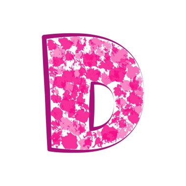 İngilizce harf D beyaz bir arka plan üzerinde pembe. Vektör çizim.