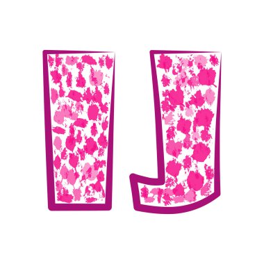 İngilizce pembe harf ı J beyaz zemin üzerinde. Vektör çizim.