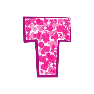 İngilizce mektup T beyaz bir arka plan üzerinde pembe. Vektör çizim.