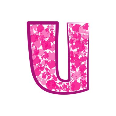 İngilizce harf U beyaz bir arka plan üzerinde pembe. Vektör çizim.