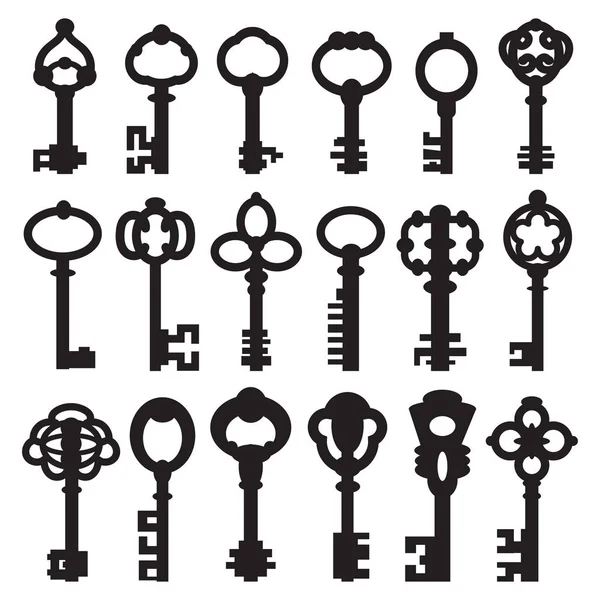 Set Isolated Graphical Retro Keys Vector Illustration — Stock Vector
