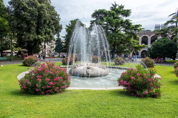 在广场的胸罩-维罗纳，意大利喷泉. — 图库照片