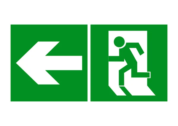 Señal Segura Icono Salida Salida Emergencia Icono Verde Sobre Fondo — Archivo Imágenes Vectoriales