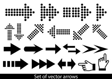 Beyaz zemin üzerinde siyah ok vektör seti.
