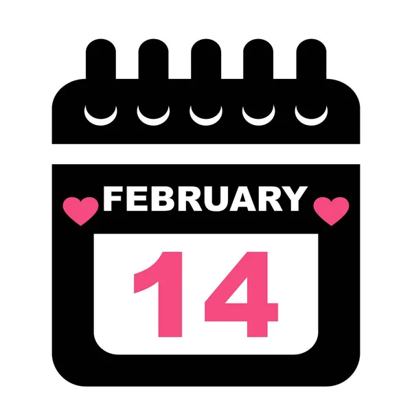 Valentines day calendar icon . 14 february — Stock Vector