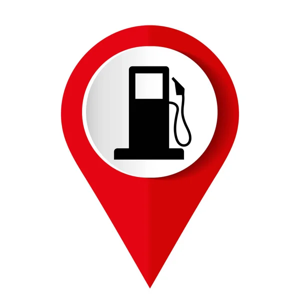 Mapa ponteiro com ícone de posto de gasolina. Ilustração vetorial . — Vetor de Stock