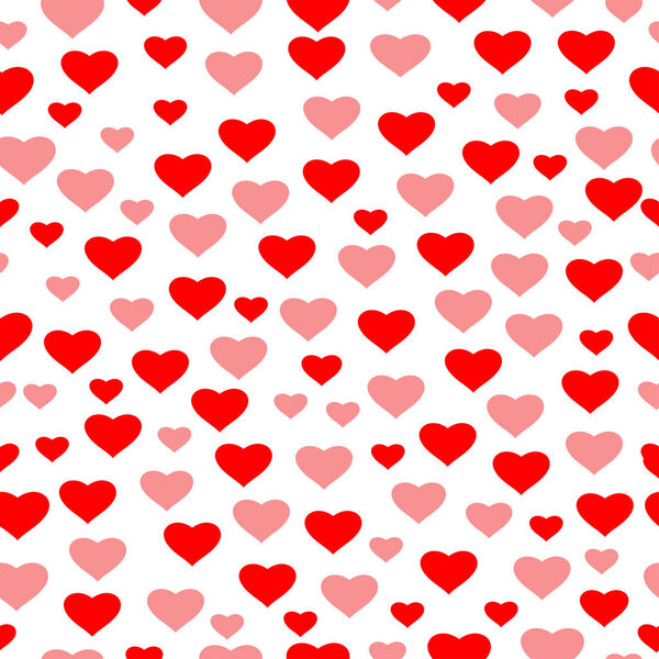 Red hearts seamless background. Vector illustration.