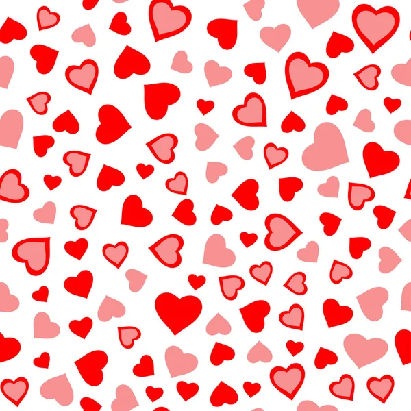Red hearts seamless background. Vector illustration — Stock Vector