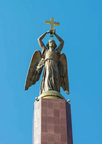 Une Des Principales Attractions Stavropol Est Monument Ange Gardien Stavropol — Photo