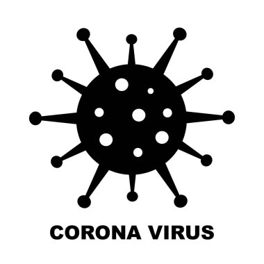 Coronavirus 2019-nCoV. Corona virüs ikonu. Beyaz arka planda siyah izole. Enfeksiyon yok ve Coronavirus Kavramını Durdur. Vektör illüstrasyonu.