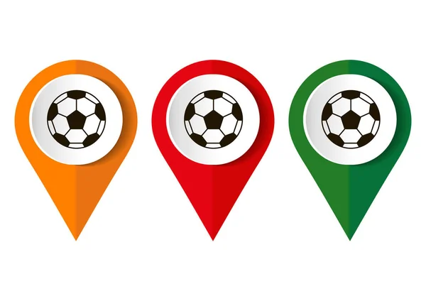 Soccer Ball Location Pin White Vector Illustration — Archivo Imágenes Vectoriales