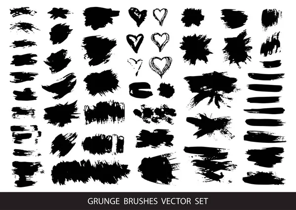 Set Black Paint Ink Brush Strokes Brushes Lines Dirty Artistic — Stock Vector