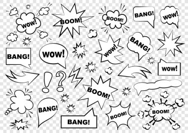 Konuşma baloncukları. Pop Art tarzında boş şablon seti. Vektör illüstrasyonu