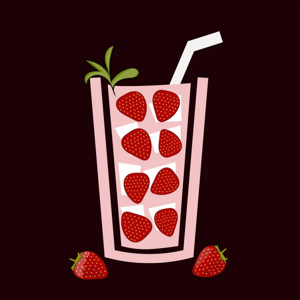 Glass Juice Strawberry Vector Illustration — Stock Vector