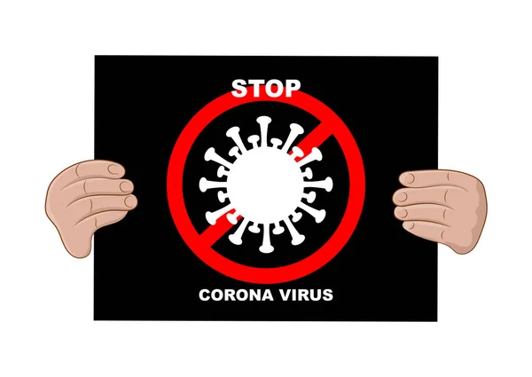Placa Preta Coronavirus 2019 Ncov Inglês Ícone Vírus Corona Sem —  Vetores de Stock