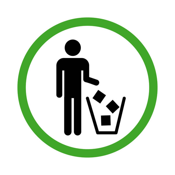 Значок мусора выделен на белом фоне. Векторная иллюстрация.