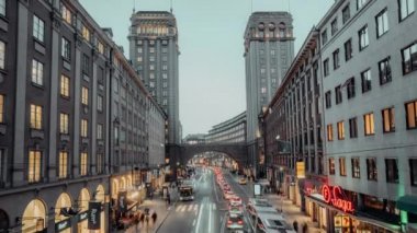 14 Şubat 2020, Stockholm İsveç. İş merkezleri binalar, yoğun trafik