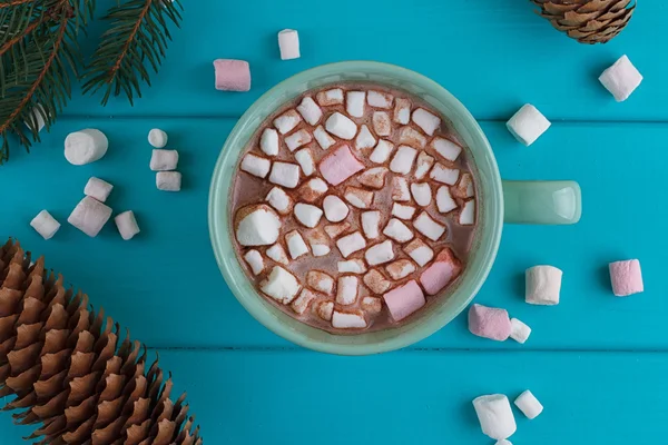 Zimowe parapetu życia z kakao, pianki — Zdjęcie stockowe