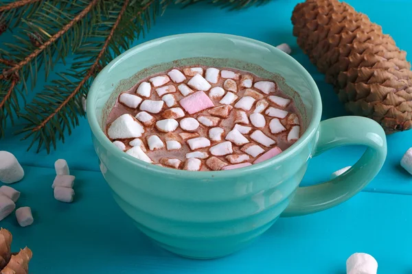 Winterruhe mit heißem Kakao, Marshmallows — Stockfoto