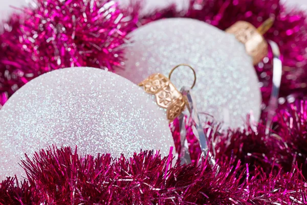 Christmas card with balls and garlands — Stock Photo, Image