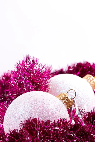 Christmas card with balls and garlands — Stock Photo, Image