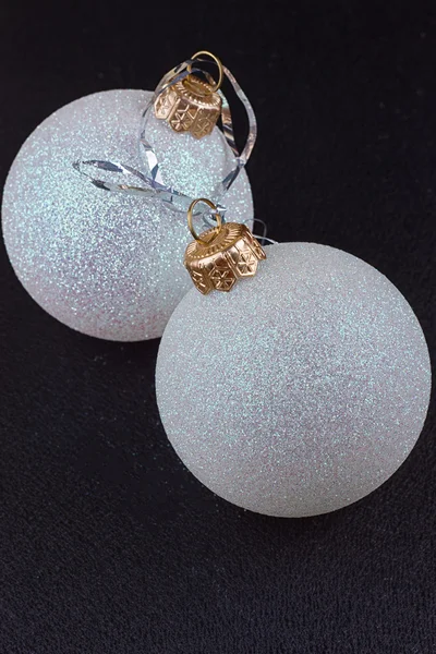 Silver Christmas ball on black background — Stock Photo, Image