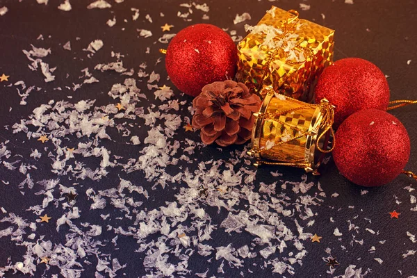 Christmas decorative gift box, ball — Stock Photo, Image