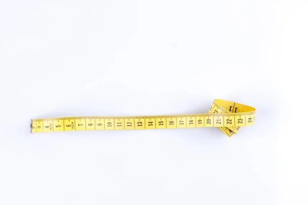 Fita métrica amarelo isolado — Fotografia de Stock
