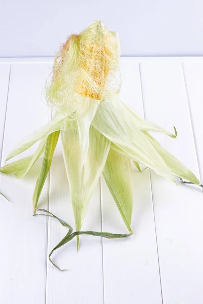 Single corn on white background — Stock Photo, Image