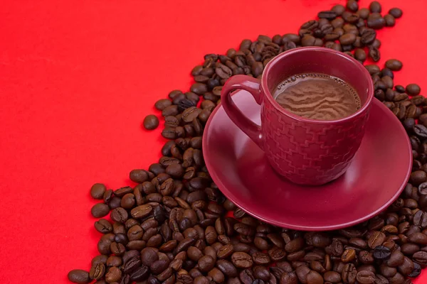 咖啡杯加咖啡豆 — 图库照片