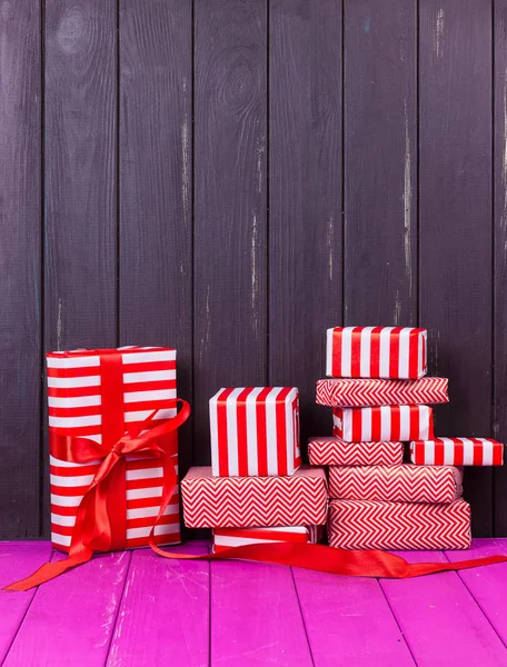 Gift boxes with ribbons — Stock Photo, Image