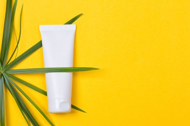 Yeşil bitkisel yapraklı kozmetik şişe kabı