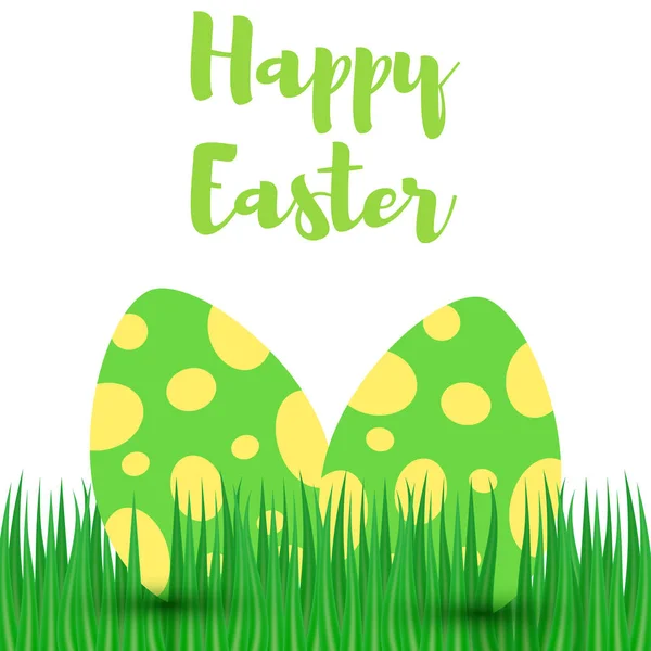 Dekoratív húsvéti tojás zöld füvön, vektor illusztráció — Stock Vector