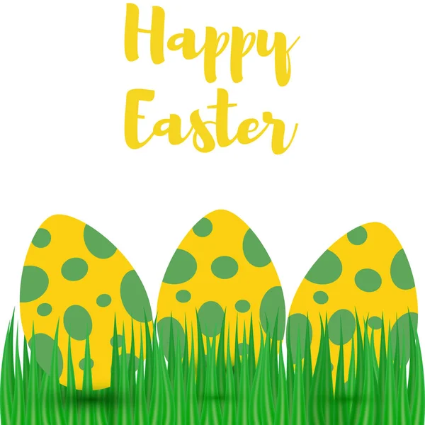 Uova di Pasqua decorative su erba verde, illustrazione vettoriale — Vettoriale Stock