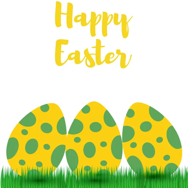 Yeşil çimenler üzerinde dekoratif Paskalya yumurtaları, vektör illüstrasyonu — Stok Vektör