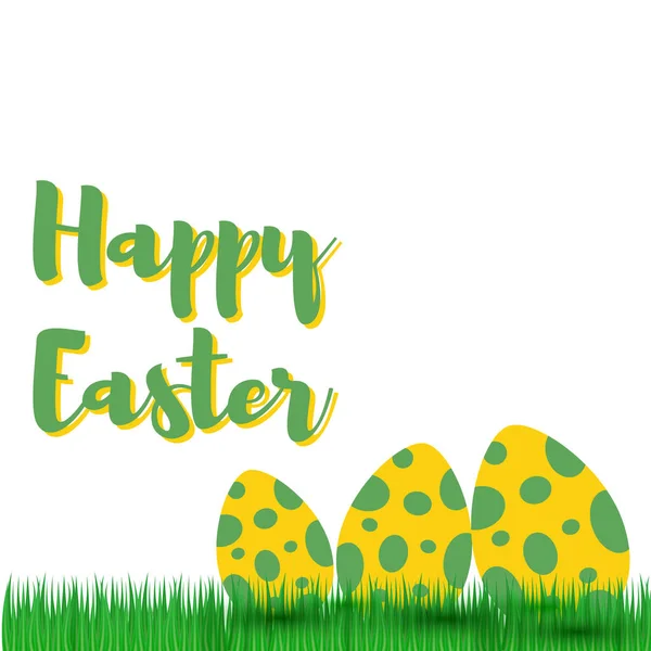 Dekorativní velikonoční vajíčka na zelené trávě, vektorová ilustrace — Stockový vektor