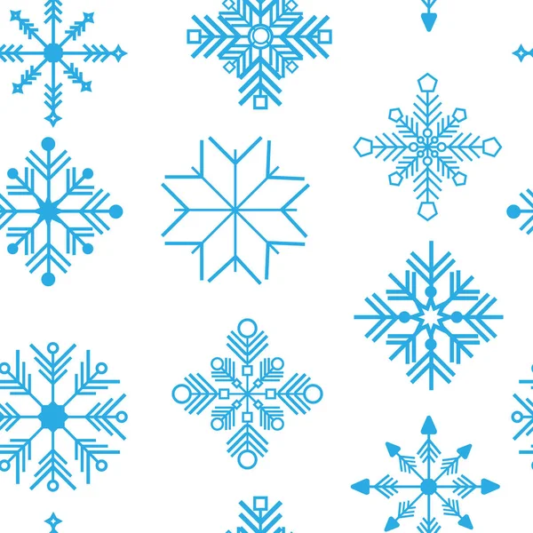 詳細な雪片でシームレスなベクトル パターン — ストックベクタ