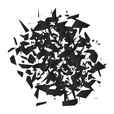 Patlama etkisi. Parçalanmış üçgen. Metin için yeri olan pankart.