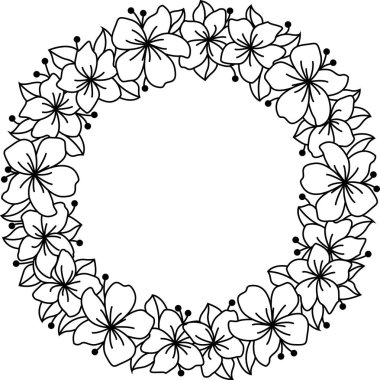 Çiçekli halka çelenk, düğün davetiyesi için çiçek çerçevesi, doğum günü kartı.