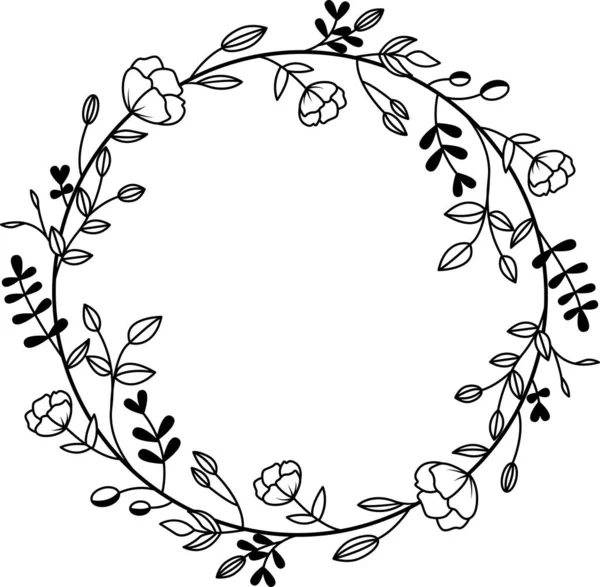 Floral circle wreath, Flowers frame for wedding invitation, birthday card — 스톡 벡터