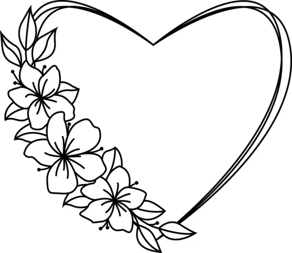 Blommig krans, Blommor hjärta ram för bröllop inbjudan, födelsedagskort — Stock vektor