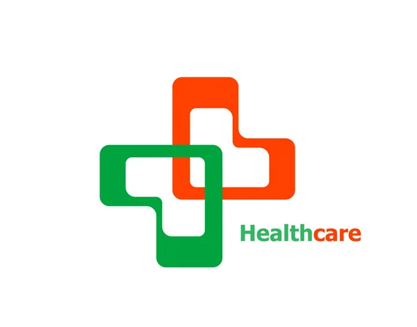 Tıbbi çapraz Logo eczane doğal çevre klinik tasarım şablonu. Tıp Sağlık logo. Ekoloji yeşil sağlık simgesi. — Stok fotoğraf