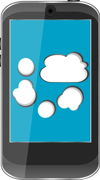 Mobile phone with a cloudy sky on the screen — Stock Photo, Image