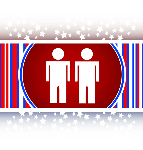 Icon button with two man inside — Stock Photo, Image