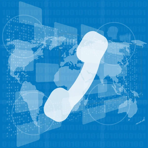 Telefone auscultador na tela de toque digital de negócios — Fotografia de Stock