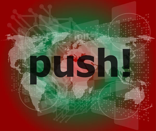 Push woord op digitale touch screen interface — Stockfoto
